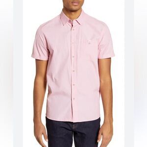 Ted Baker 6/XL Red Sayhi Micro Pin Stripe Short Sleeve Button Shirt